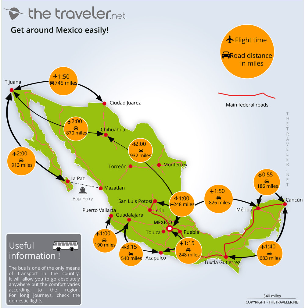 Places to visit Mexico: tourist maps and must-see attractions