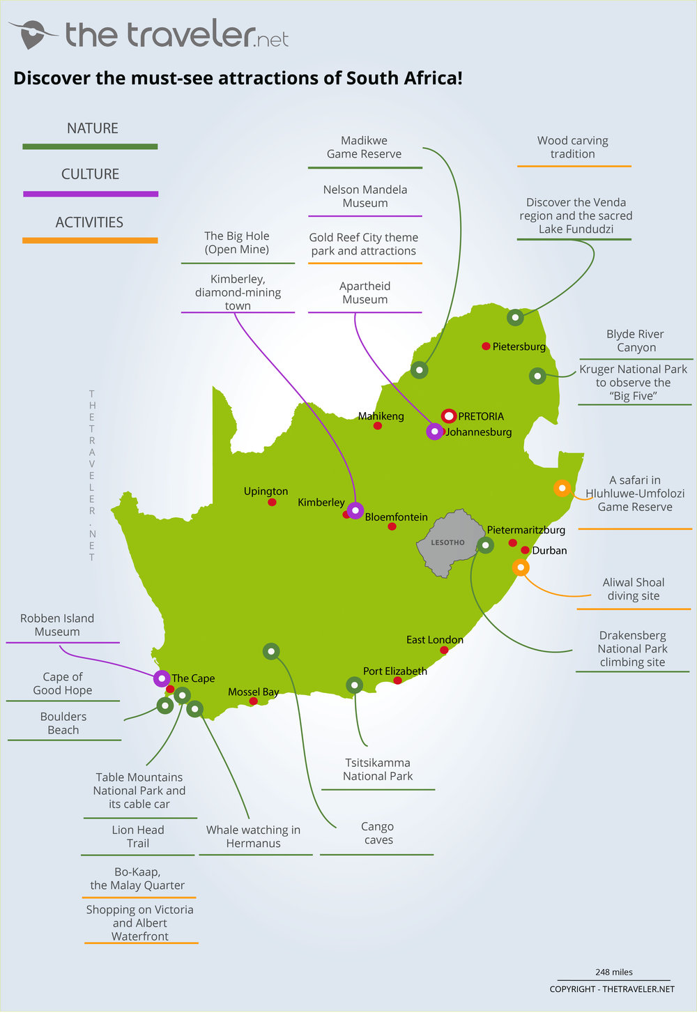 south africa tourist attractions map