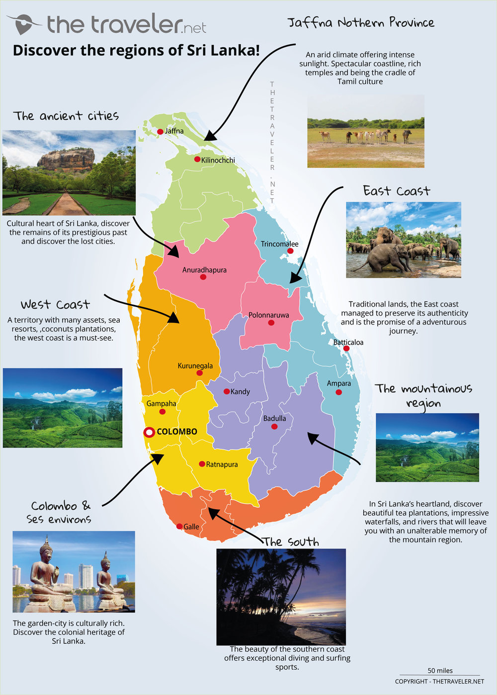 sri lanka map with places to visit